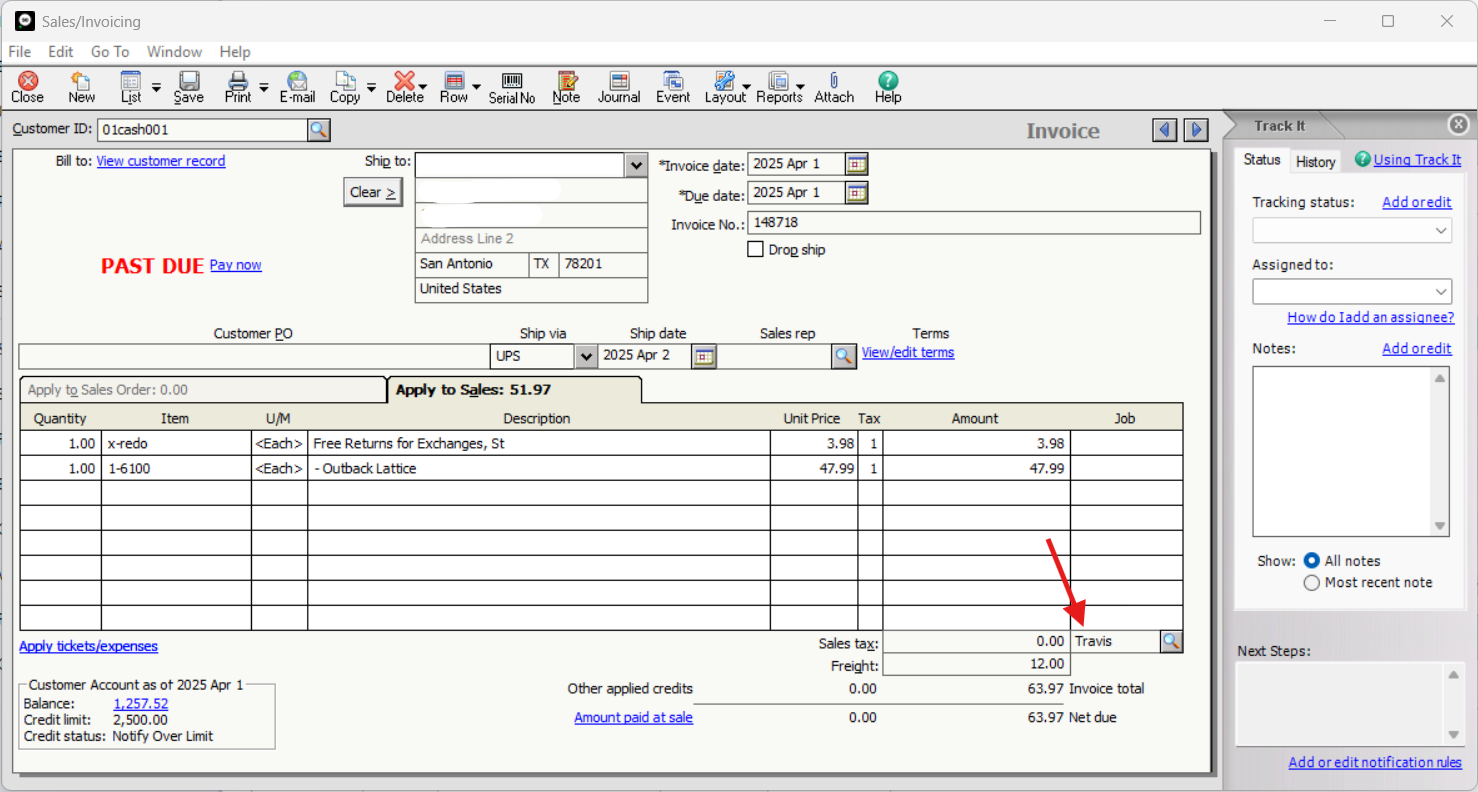 Sage Tax Code Example