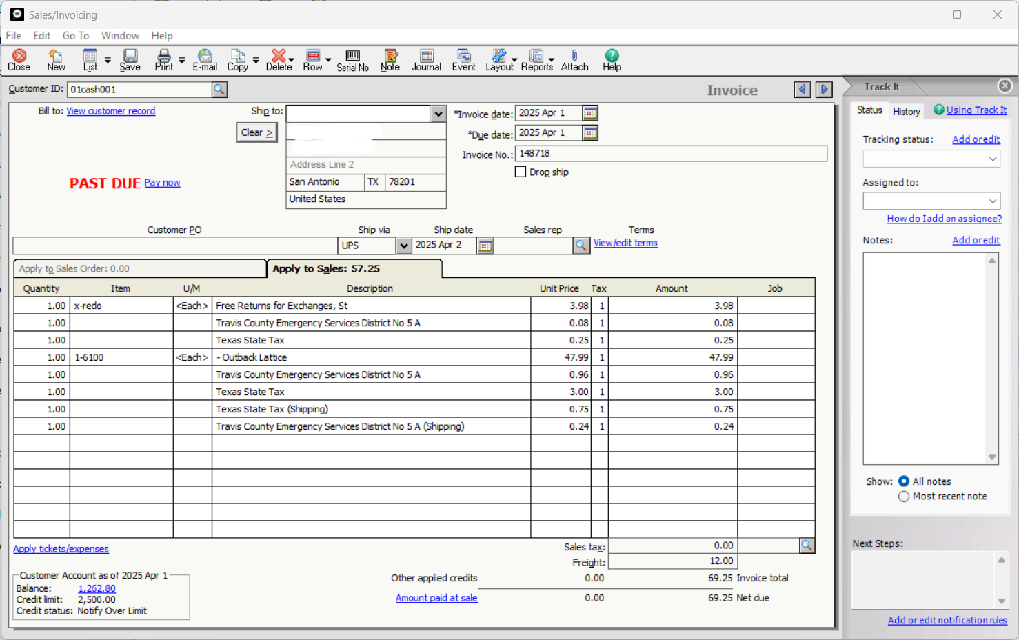 Separate Tax Lines Example