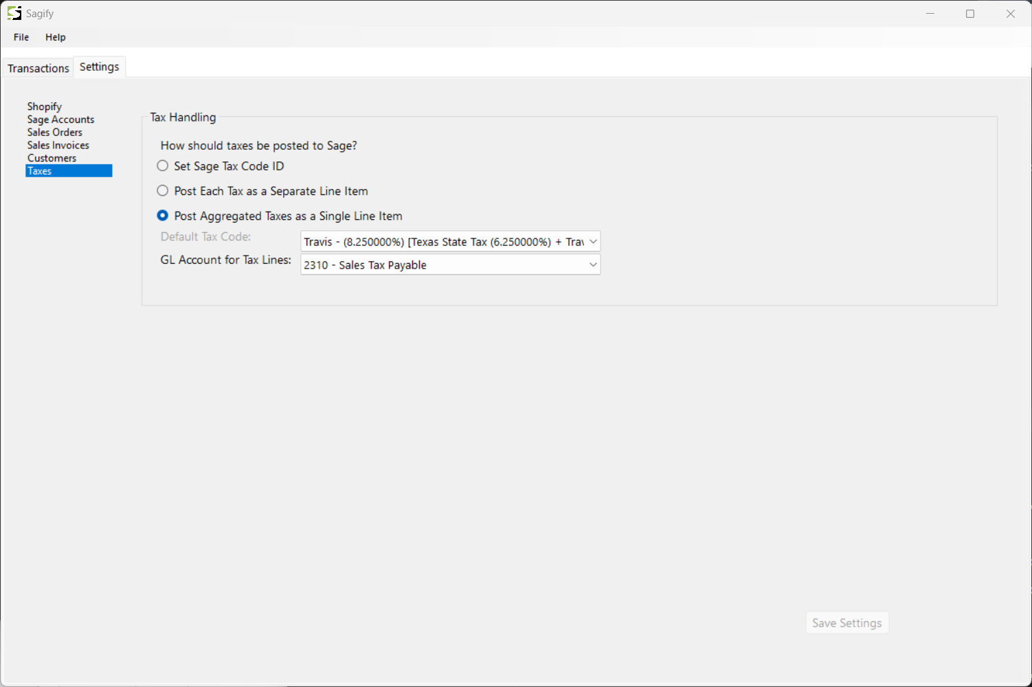 New Tax Settings