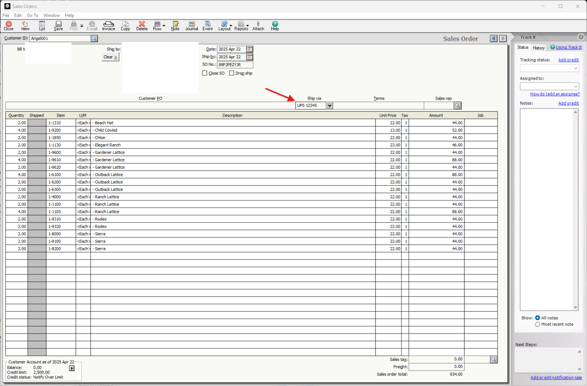 Default Ship Via Method on Sales Order