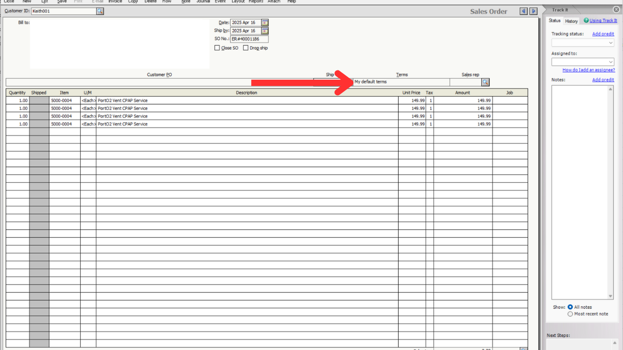 User-Defined Terms on Sales Order